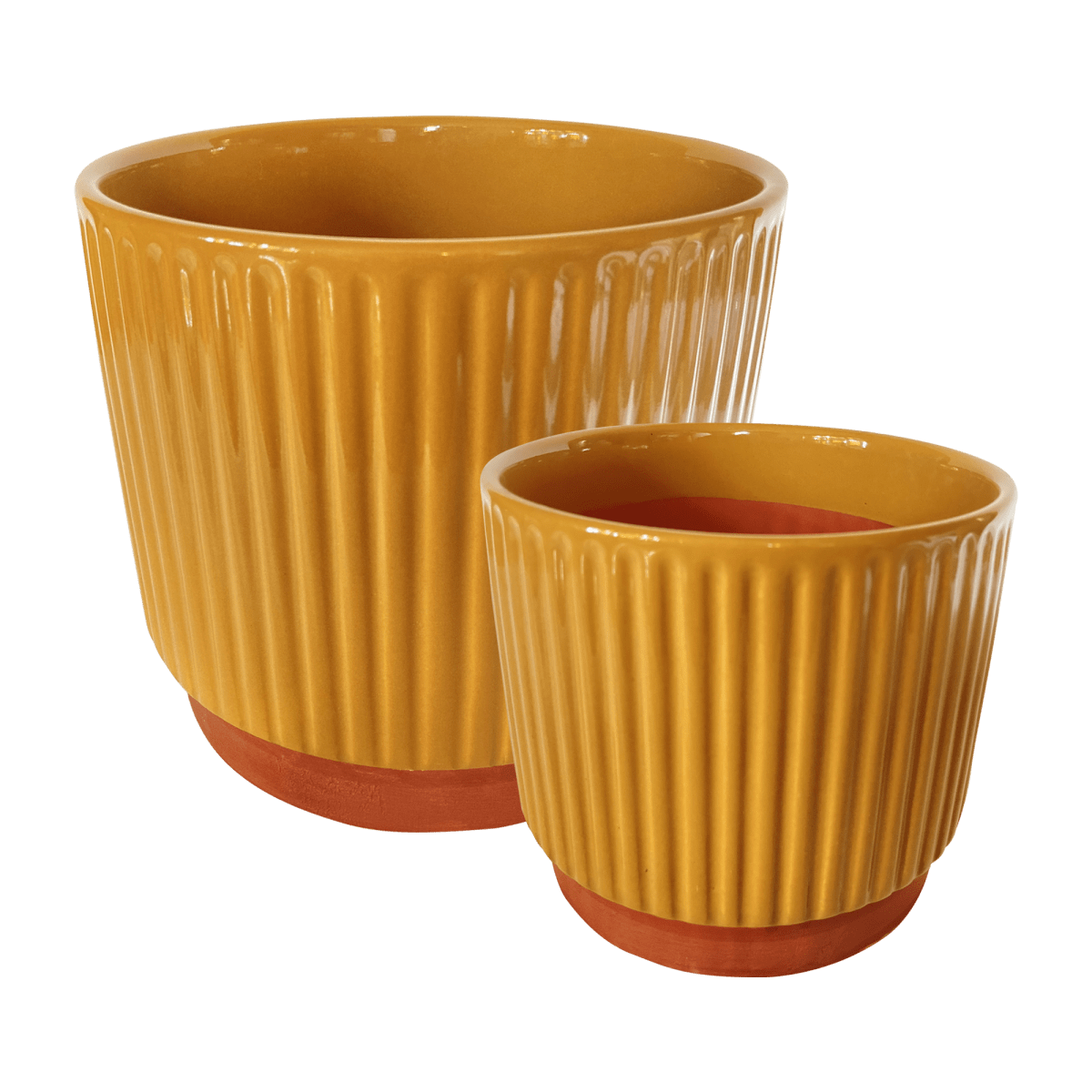 Set 2 Maceteros Enlozados Mostaza 14x12 y 20x181