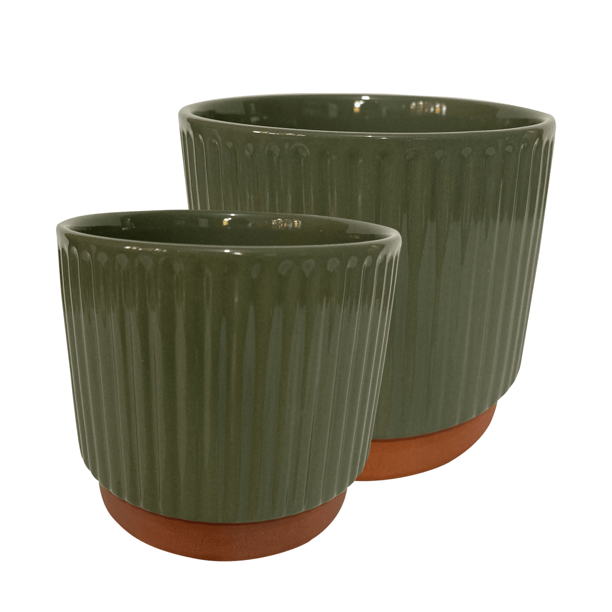 Set 2 Maceteros Enlozados Oliva 14x12 y 17x151