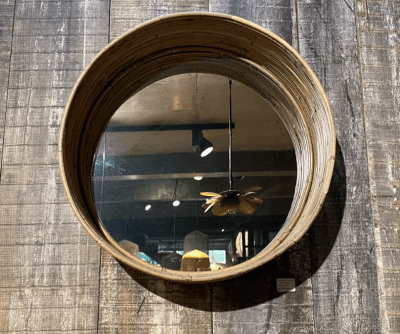 ESPEJO REDONDO LINEAS GRIS