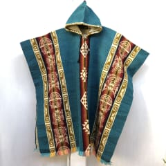 Poncho lana de Alpaca con capucha diseño Mitología Inca 0