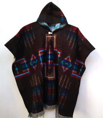 PONCHO CAFE OSCURO ROMBOS ALPACA