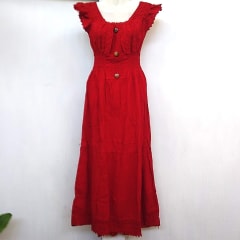 VESTIDO DE ALGODÓN  ROJO LARGO 0