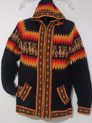 CHOMPA DE LANA DE ALPACA NEGRO-NARANJA