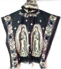 PONCHO VIRGEN DE GUADALUPE AZUL OSCURO