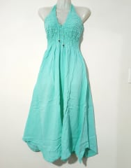 VESTIDO ALGODÓN  VERDE AGUA LARGA 0