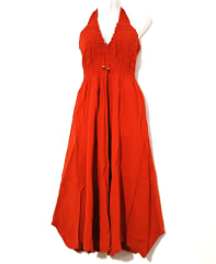 VESTIDO LARGO DE ALGODÓN  TERRACOTA 0