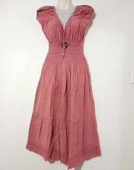 VESTIDO DE ALGODÓN PALO ROSA LARGO