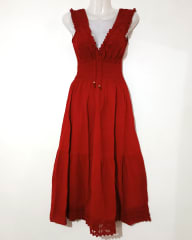 VESTIDO DE ALGODÓN  LARGO ROJO 0