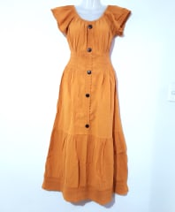 VESTIDO DE ALGODÓN  MOSTAZA LARGO 0
