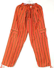 PANTALÓN DE ALGODÓN RAYADO TERRACOTA
