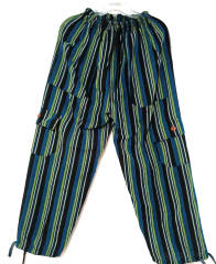 PANTALÓN RAYADO VERDE ESMERALDA NEGRO