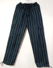 PANTALÓN  AZUL Y NEGRO RAYADO ALGODÓN