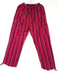 PANTALÓN DE  ALGODÓN RAYADO FUCSIA ROSADO