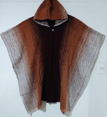 PONCHO JASPEADO CAFÉ  BLANCO