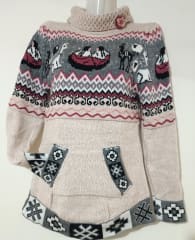 CHOMPA ALPACA CUSQUEÑA BORDADO BEIGE