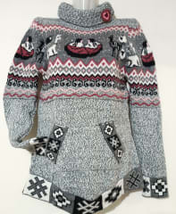 CHOMPA ALPACA BORDADO PLOMO PLATA