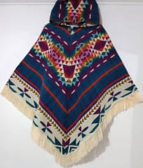 PONCHO  CUSQUEÑA ALPACA AZUL