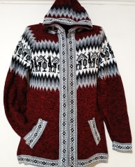 CHOMPA ALPACA CUSQUEÑO ROJO JASPEADO