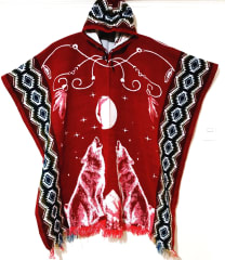 PONCHO ALPACA  LOBOS EN NOCHE DE LUNA
