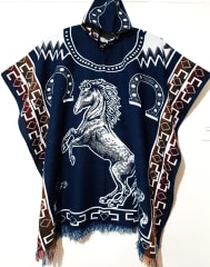 PONCHO ALPACA CABALLO AZUL