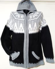 CHOMPA ALPACA  NEGRO  GRIS PLATA