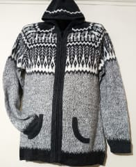 CHOMPA DE LANA DE ALPACA PLOMO HOJAS 0