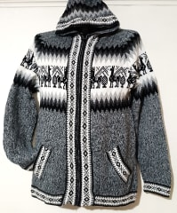 CHOMPA DE LANA ALPACA GRIS JASPE