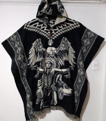 PONCHO ALPACA NEGRO INDIO LOBO AGUILA 0