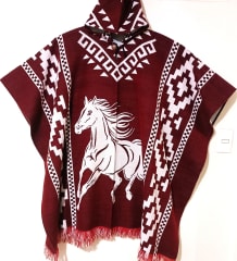 PONCHO ALPACA CABALLO VINO TINTO