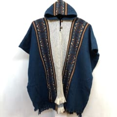 PONCHO AZUL OSCURO Y RAYAS