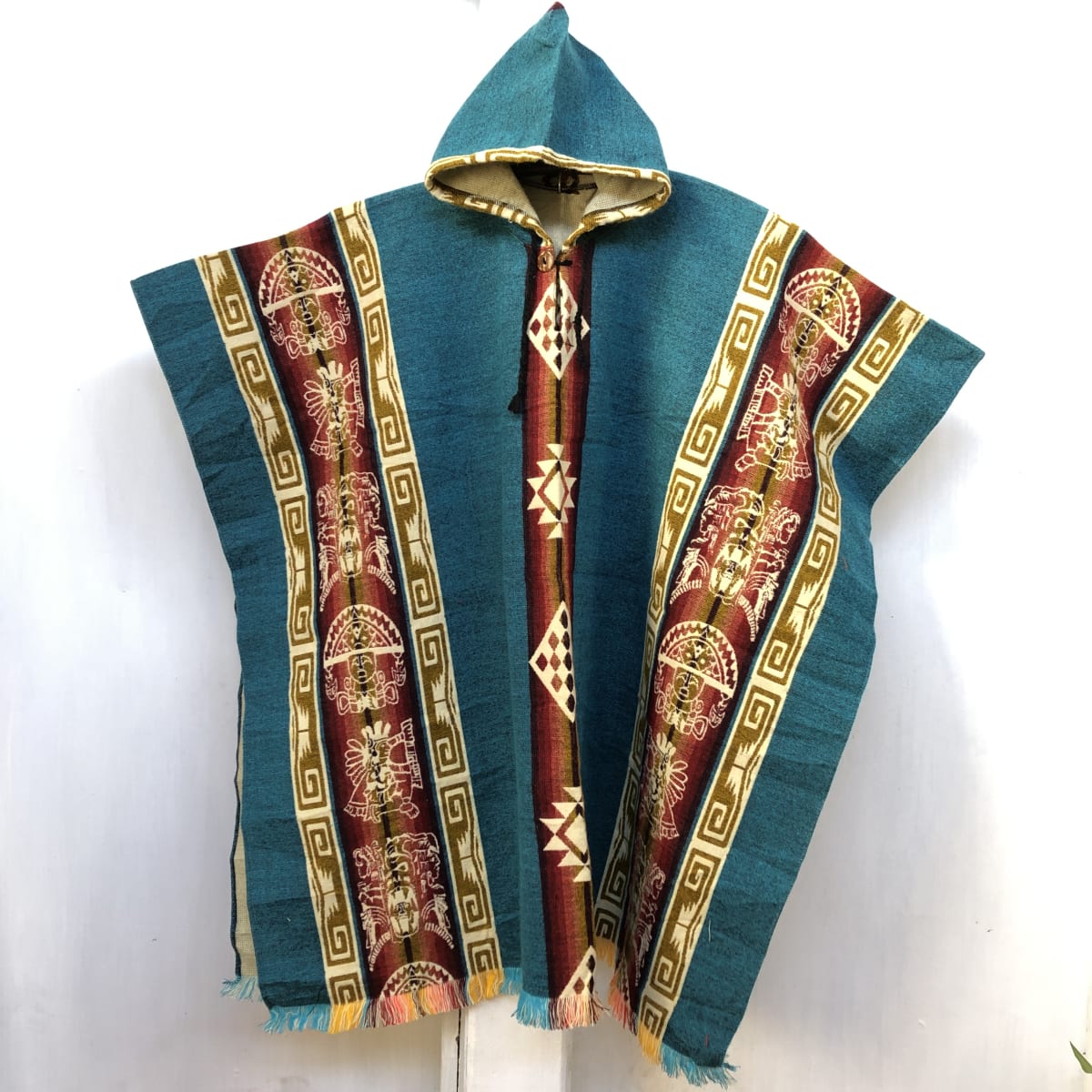 Poncho lana de Alpaca con capucha diseño Mitología Inca1