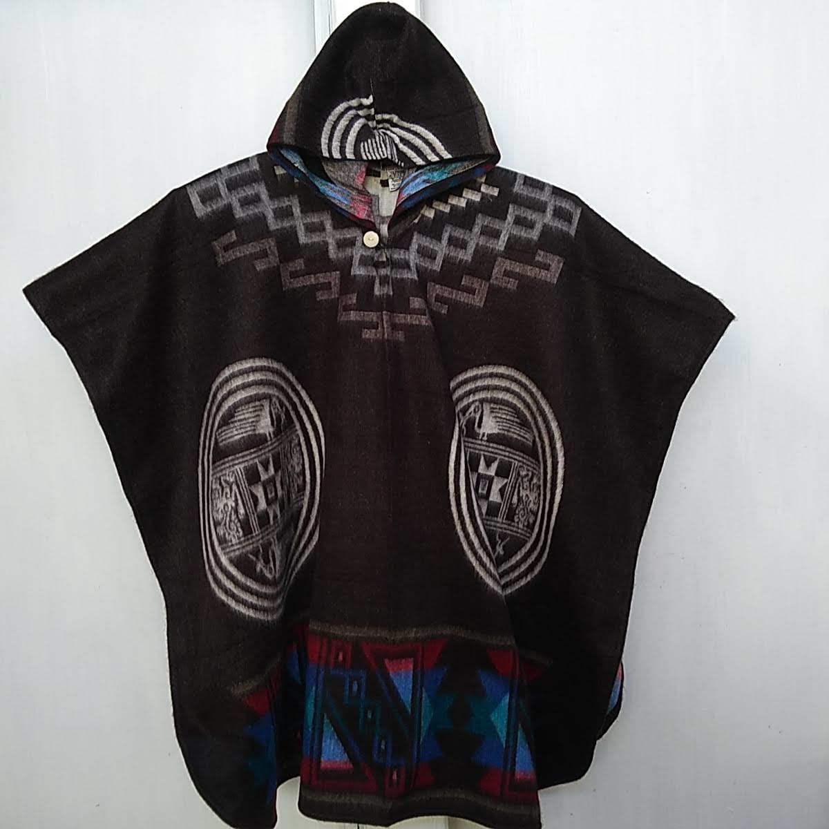 PONCHO DE LANA ALPACA CAFE OSCURO1