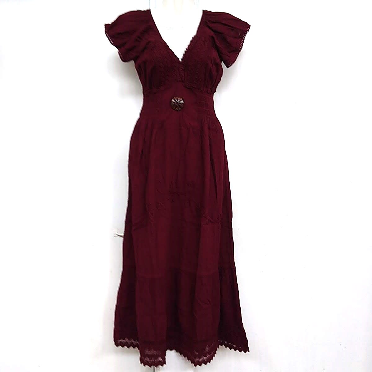 VESTIDO DE ALGODÓN VINO TINTO LARGO1