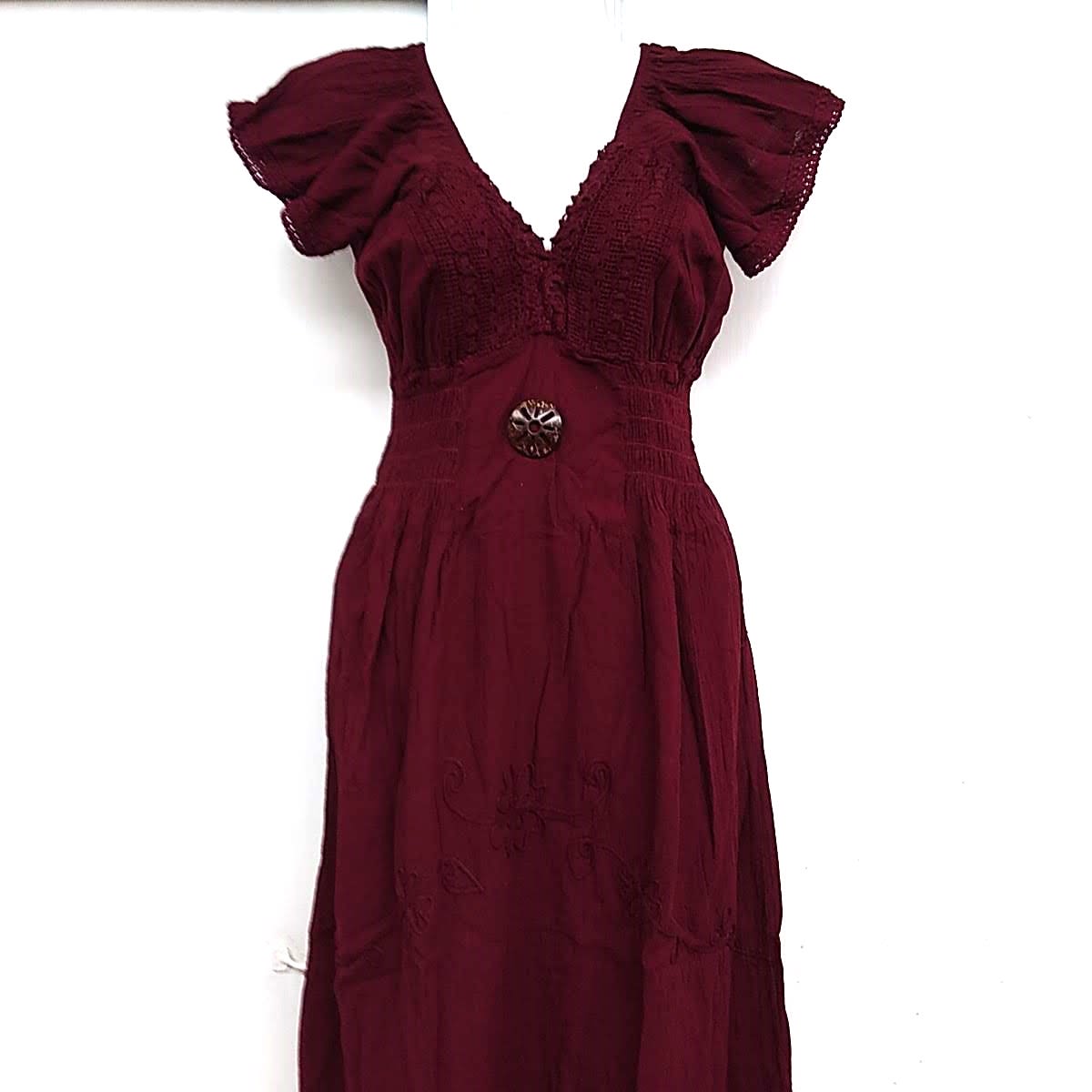 VESTIDO DE ALGODÓN VINO TINTO LARGO2