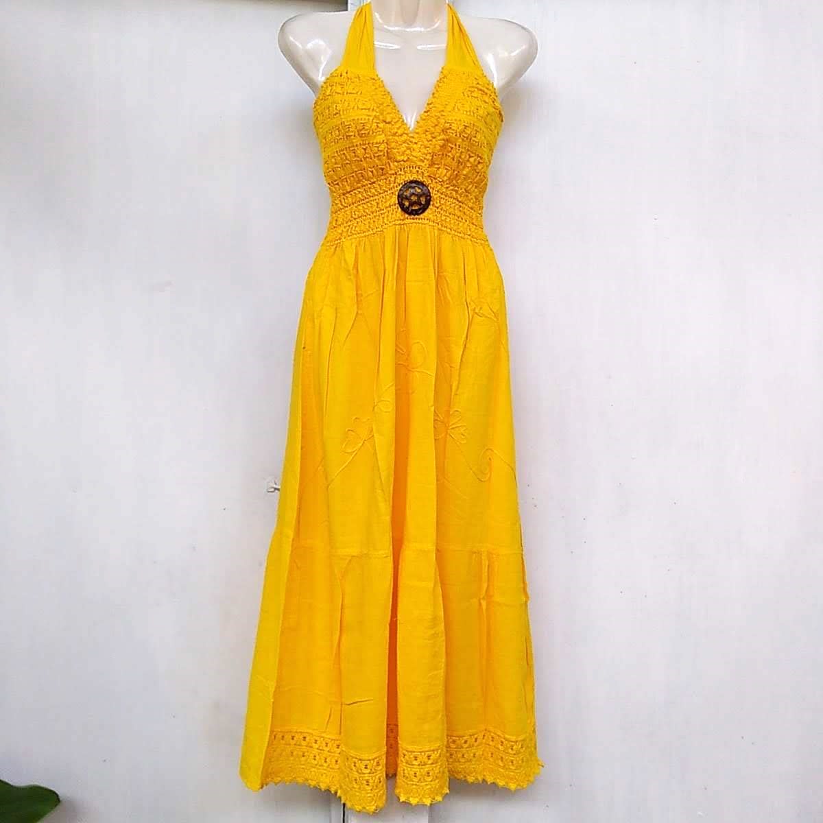 VESTIDO LARGO  AMARILLO ORO CON AMARRE1