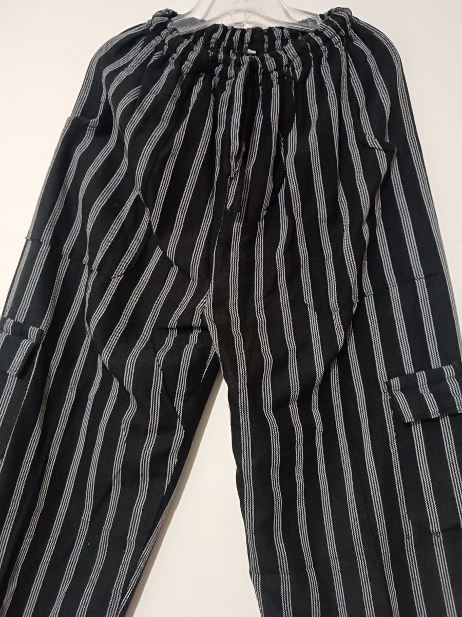 PANTALÓN RAYADO NEGRO ALGODÓN -32