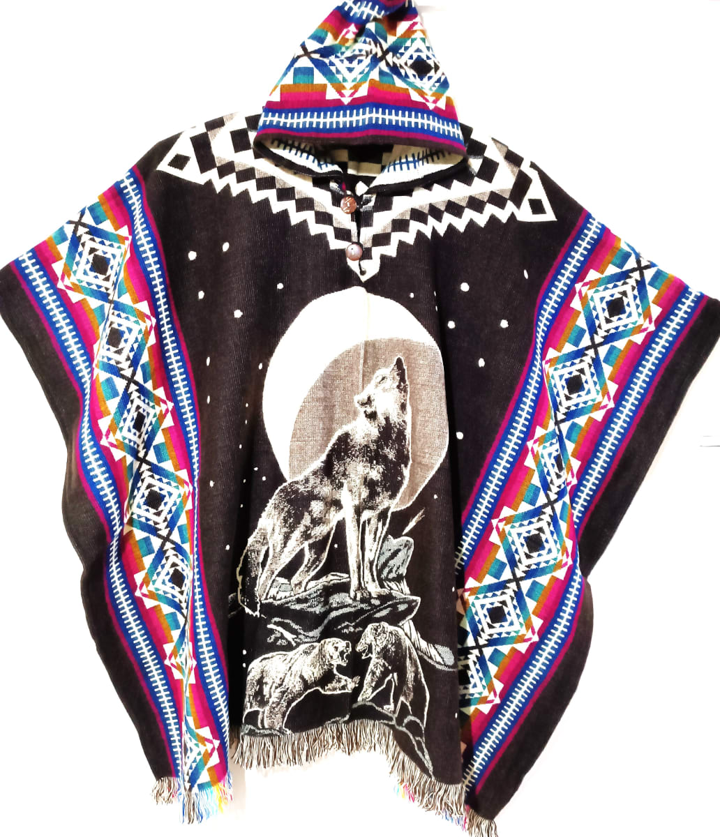 PONCHO DE LANA DE ALPACA LOBO1
