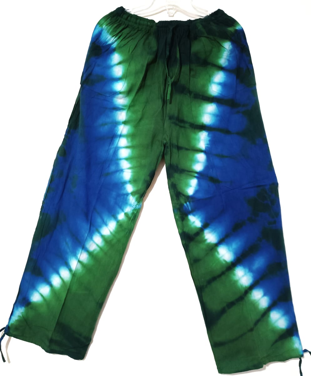 PANTALÓN ALGODÓN MANCHADO AZUL VERDE1