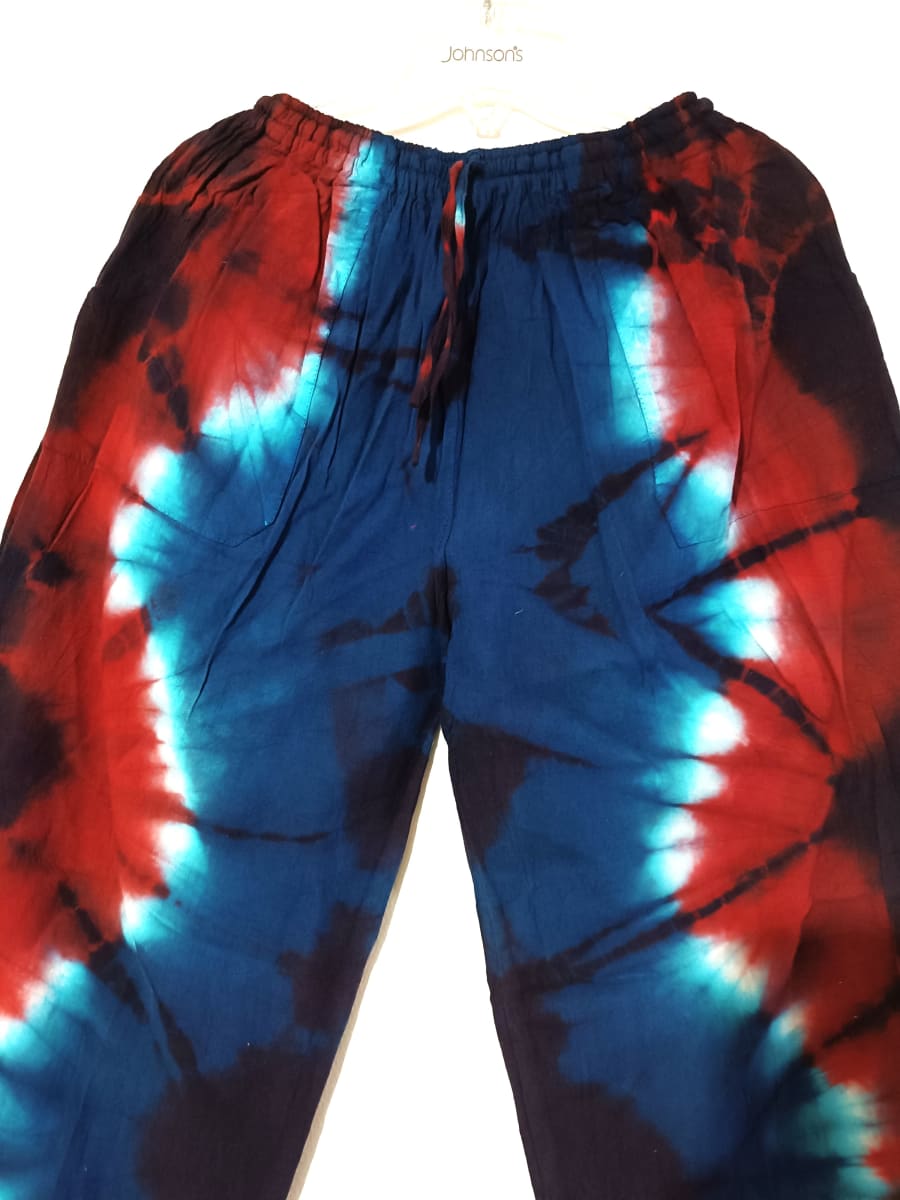 PANTALÓN DE ALGODÓN  ROJO AZUL MANCHADO2