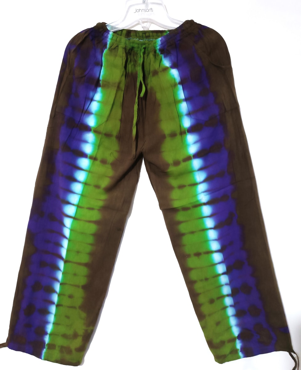 PANTALÓN MANCHADO DE ALGODÓN  VERDE MORADO1