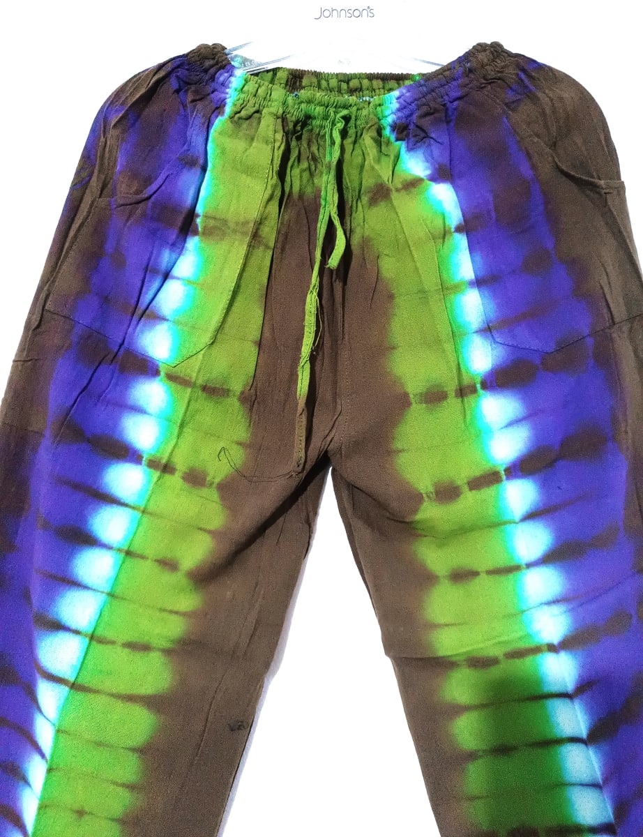 PANTALÓN MANCHADO DE ALGODÓN  VERDE MORADO2