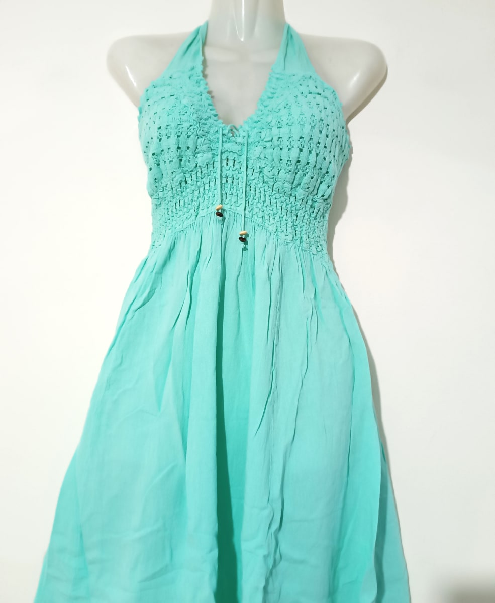 VESTIDO ALGODÓN  VERDE AGUA LARGA2