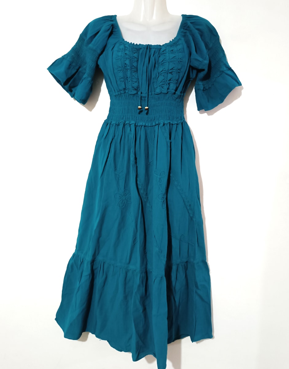 VESTIDO LARGO DE ALGODÓN VERDE ESMERALDA1