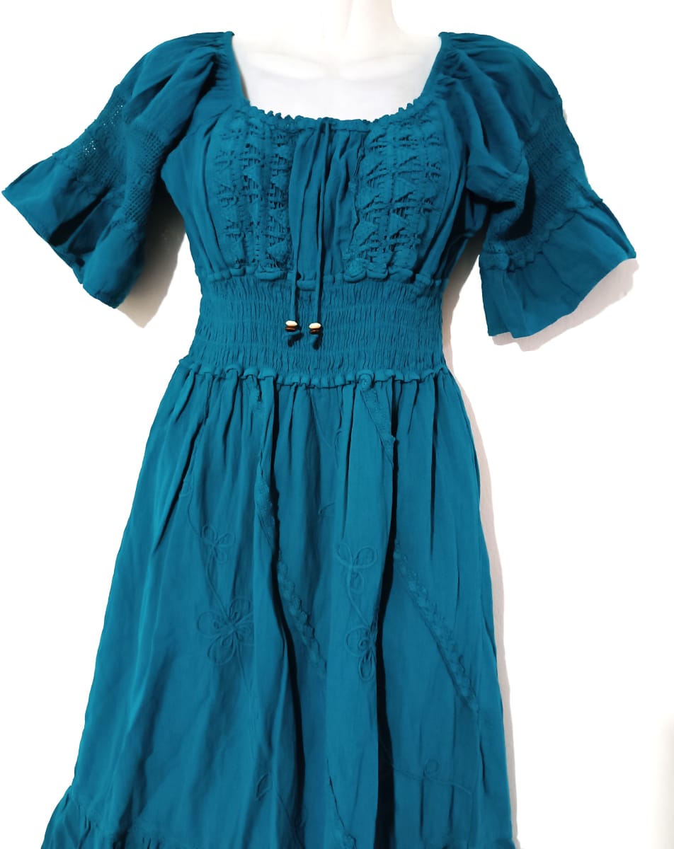 VESTIDO LARGO DE ALGODÓN VERDE ESMERALDA2