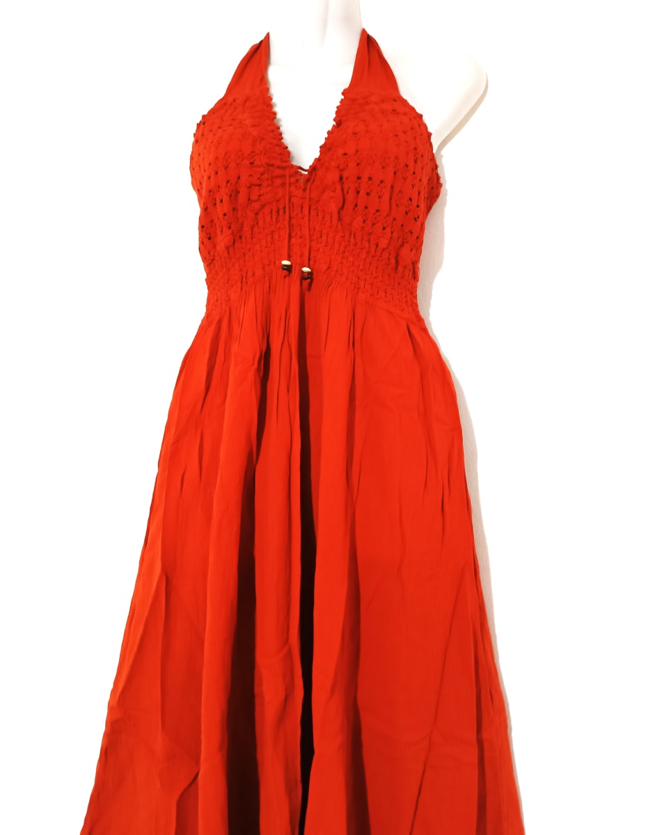 VESTIDO LARGO DE ALGODÓN  TERRACOTA2