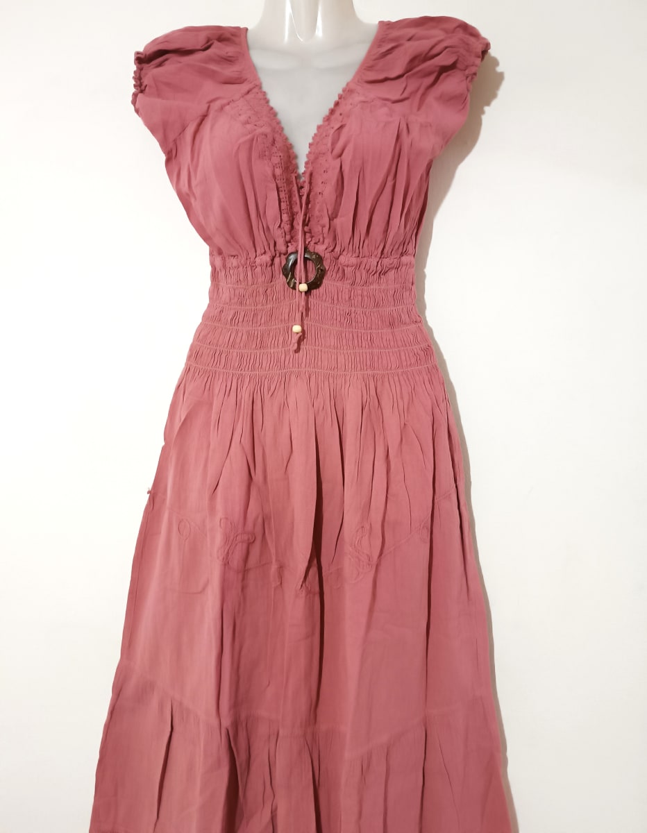 VESTIDO DE ALGODÓN PALO ROSA LARGO2