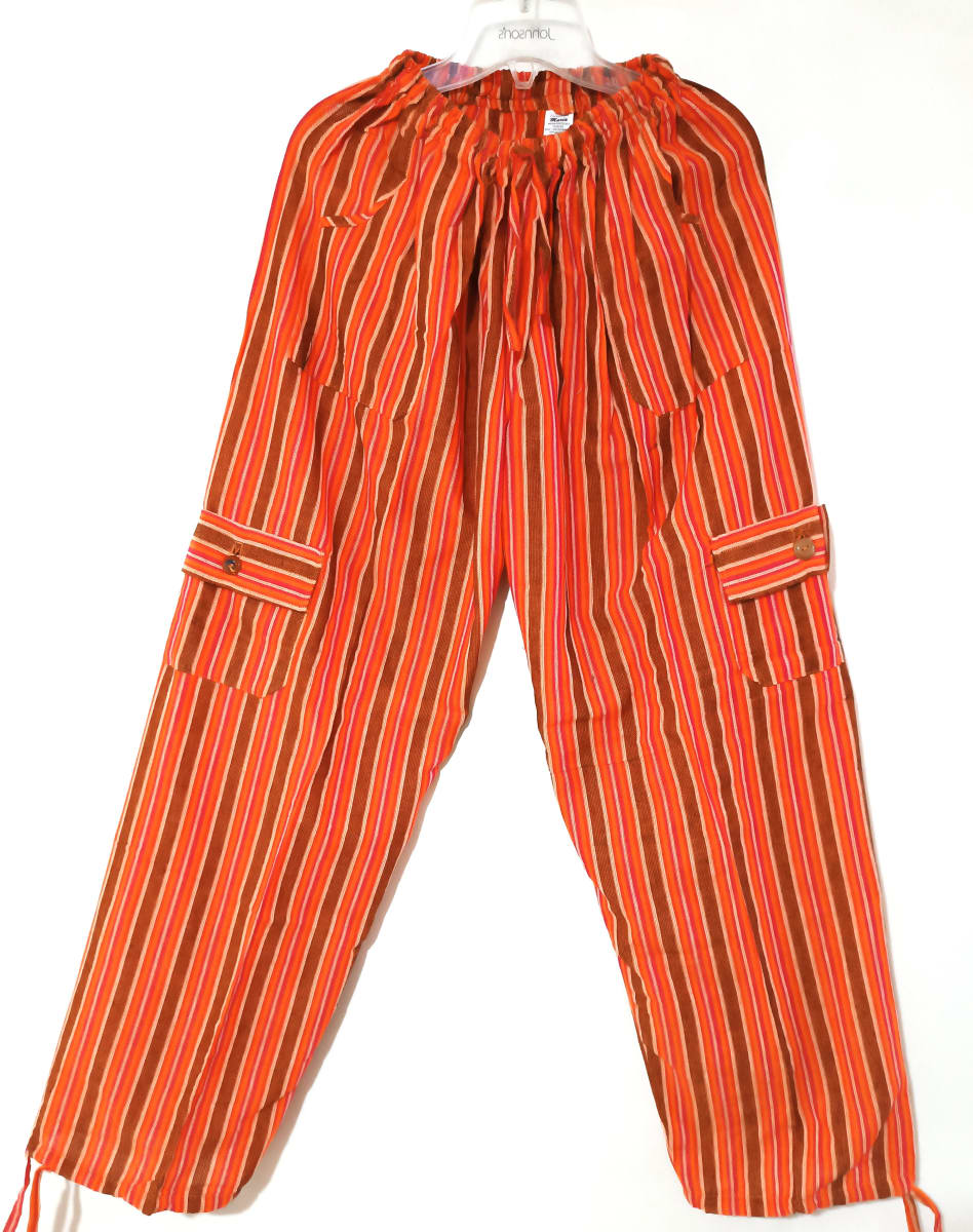 PANTALÓN DE ALGODÓN RAYADO TERRACOTA1