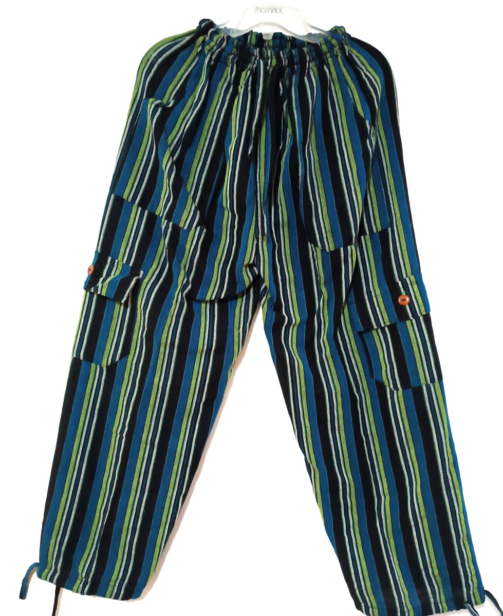 PANTALÓN RAYADO VERDE ESMERALDA NEGRO1