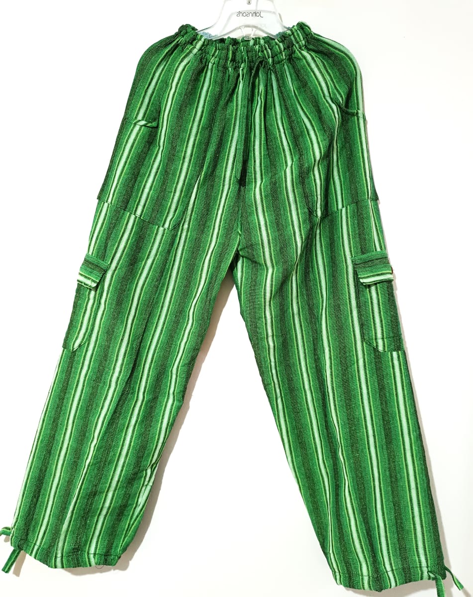 PANTALÓN VERDE RAYADO ALGODÓN1