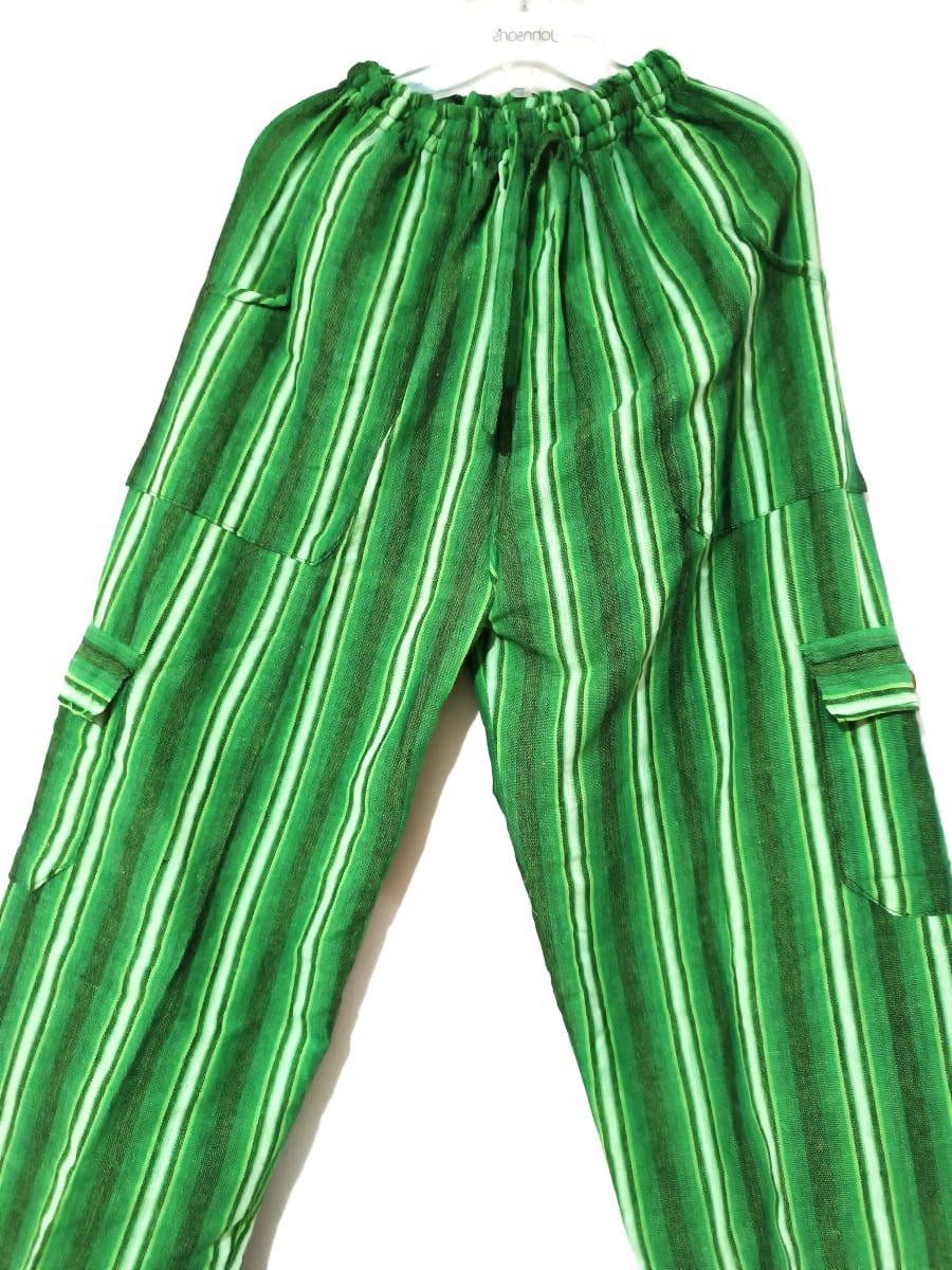 PANTALÓN VERDE RAYADO ALGODÓN2